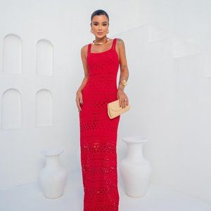 HAMPTONS CROCHET KNIT LONG DRESS